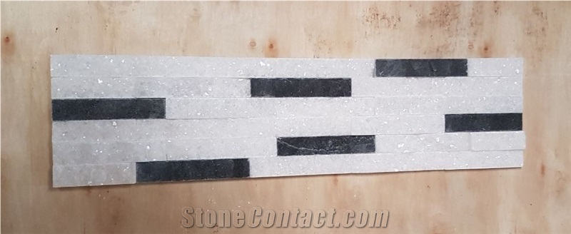 Black and White Mixed Polished Split Panel Cultured Stone