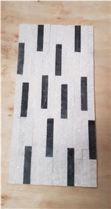 Black and White Mixed Polished Split Panel Cultured Stone
