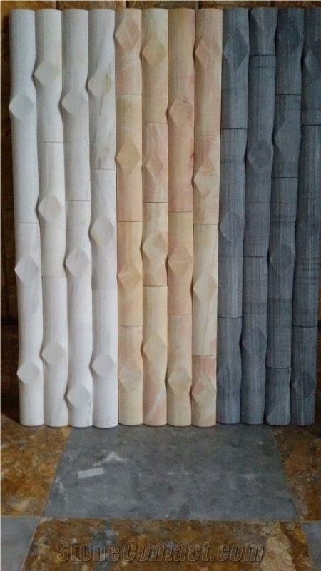 Marble Carved Bamboo Wall Panel
