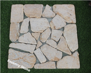 Beige Travertine Crazy Paving Stone,Travertine Paving Mosaic Stone