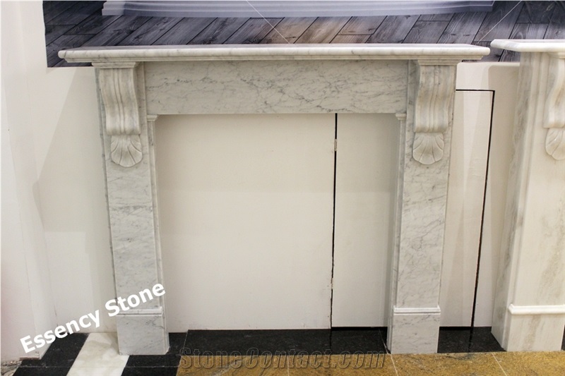 Cararra White Marble Fireplace Stone,Bianco Carrara White Fireplace