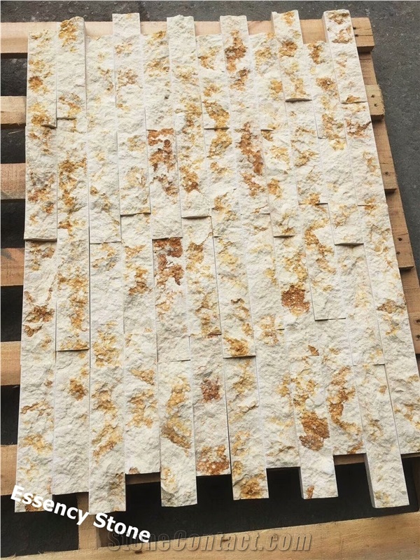 Sunny Beige Marble Ledge Stone,Yellow Marble Stacked Culture Wall Tile
