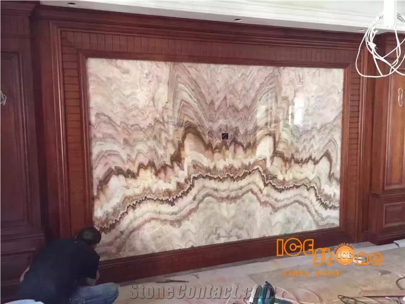 China Rainbow Onyx, Colorful Slab,Bookmatch,Butterfly,Translucence
