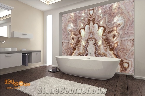 Colorful Onyx with Pink Color/Nice Transparent Backlit Natural Stone