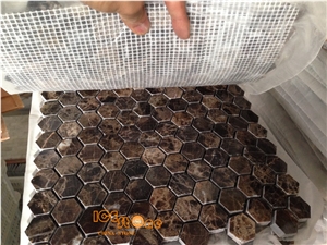 Dark Emperador(Chinese) Brown Marble Mosaic Tiles for Interial Floor