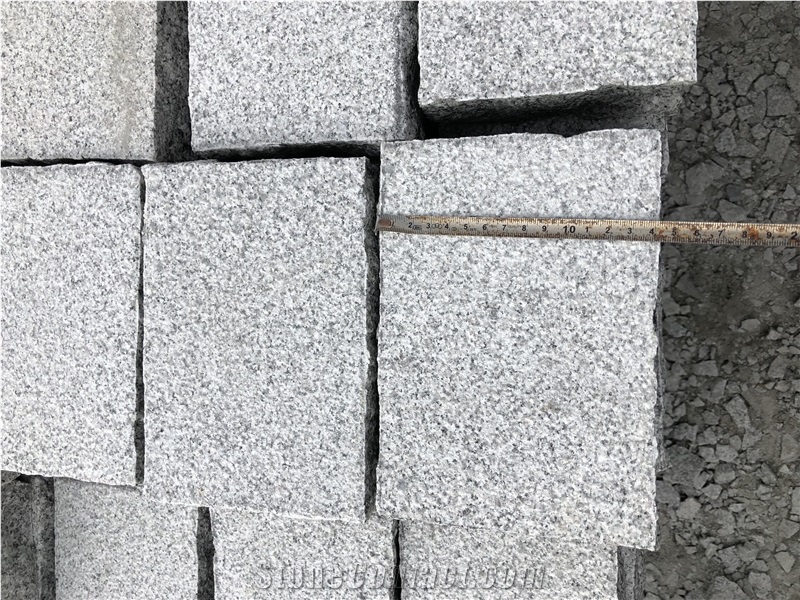Sesame White Granite G603 Cobble Stone, Cube Stone