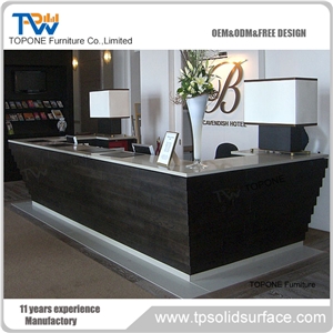 Acrylic Solid Surface Oval Reception Counter Bar Counter Design