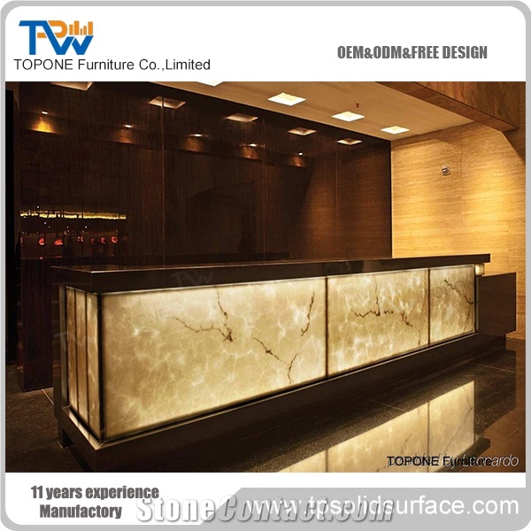 Pure Acrylic Solid Surface Luxury Led Customized Flower Bar Counter