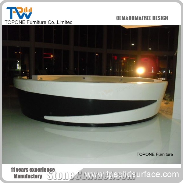 White Acrylic Solid Surface Salon Reception Desk
