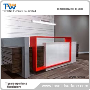 White Salon Led Light Reception Desk