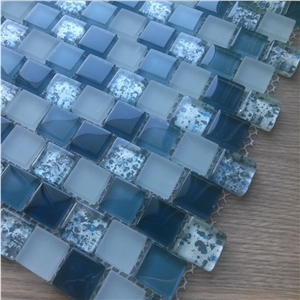 Blue Crackle Glass Mosaic Tile