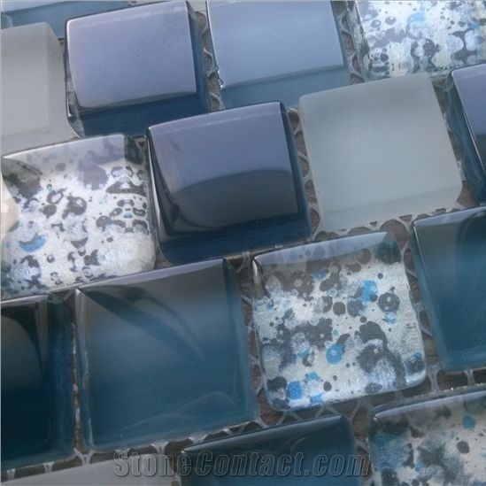 Blue Crackle Glass Mosaic Tile