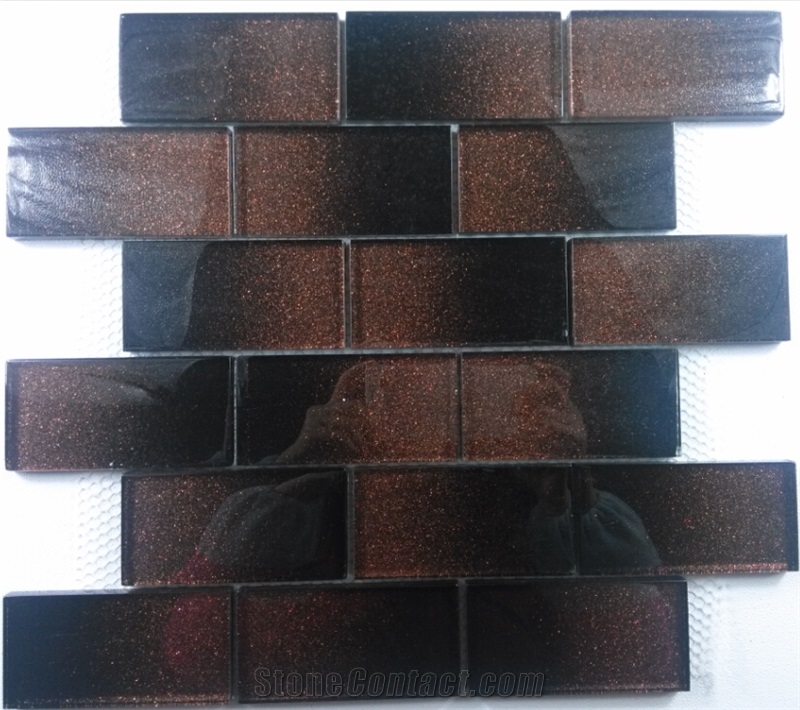 Brown Gradation Cold Spray Crystal Glass Mosaic Tile