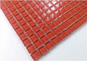 China Red Pure Crystal Glass Mosaic Wall Kitchen Bathroom Tile