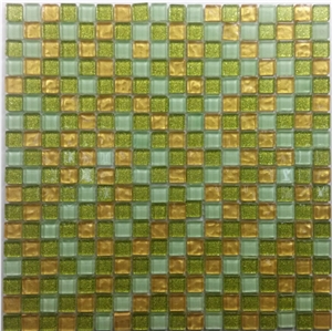 Crystal Glass 15x15mm Chip Mosaic Mesh Mounted Tile