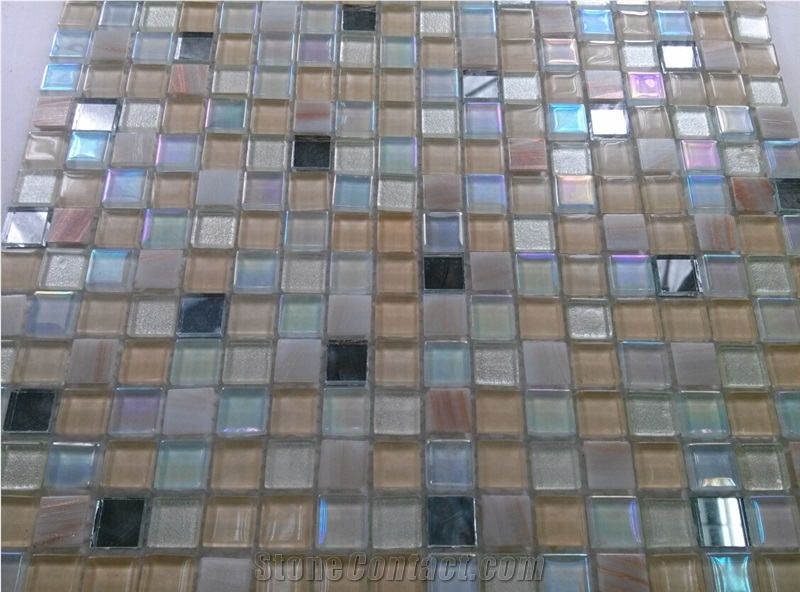 Crystal Glass Mix Mirror 15mm Mosaic Wall Tile Rainbow Surfaces
