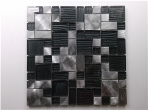 Glass Mosaic Mix Aluminum Silver Mosaic Tile Backsplash