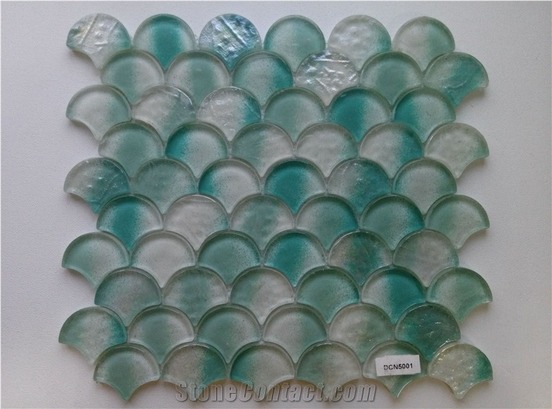 Green Scale Gradation Glass Mosaic Kitchen Bathroom Tile