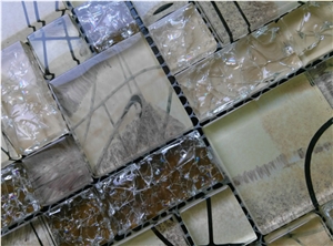 Hand Drawing Crackle Glass Mosaic Tile