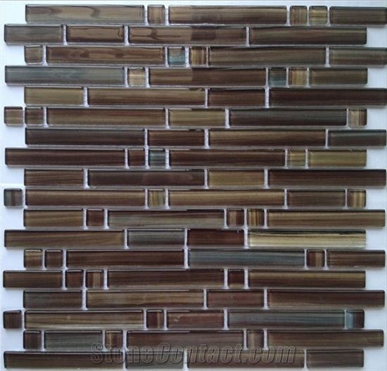 Hand Drawing Strip Glass Mosaic Tile