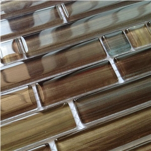 Hand Drawing Strip Glass Mosaic Tile