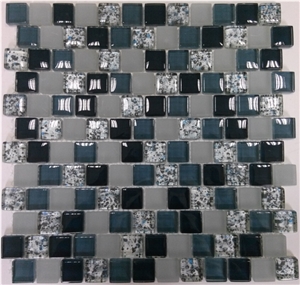 Hot Melt and Hand Drawing Crystal Glass Wall Mosaic Tile