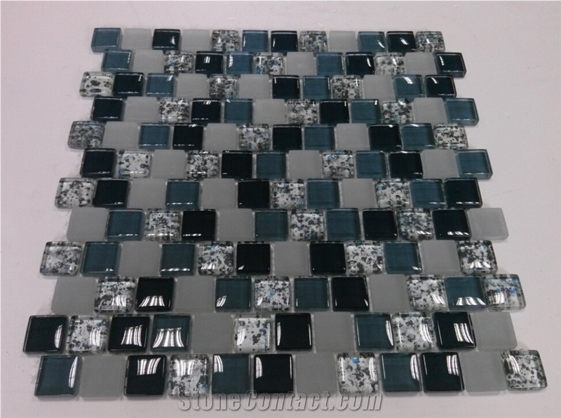 Hot Melt and Hand Drawing Crystal Glass Wall Mosaic Tile