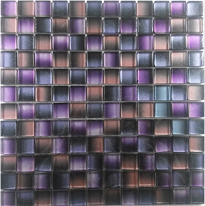 Purple Glass Gradation Mosaic Mesh Mounted Tile
