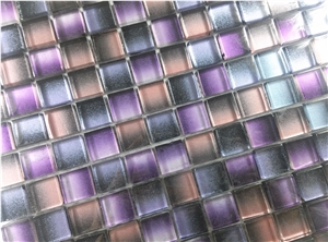 Purple Glass Gradation Mosaic Mesh Mounted Tile