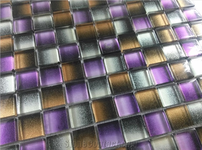 Purple Gradation Cold Spray Glass Mosaic Tile