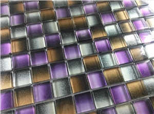 Purple Gradation Cold Spray Glass Mosaic Tile
