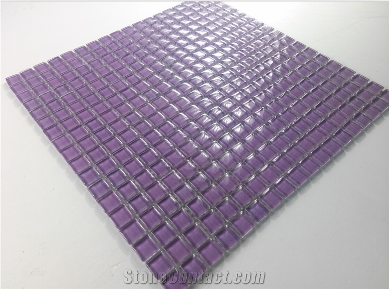 Purple Pure Crystal Glass Wall Tile Kitchen Bathroom Chipped Mosaic