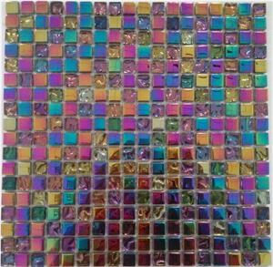 Rainbow Color Glass Galvanized Glass Mosaic Tile