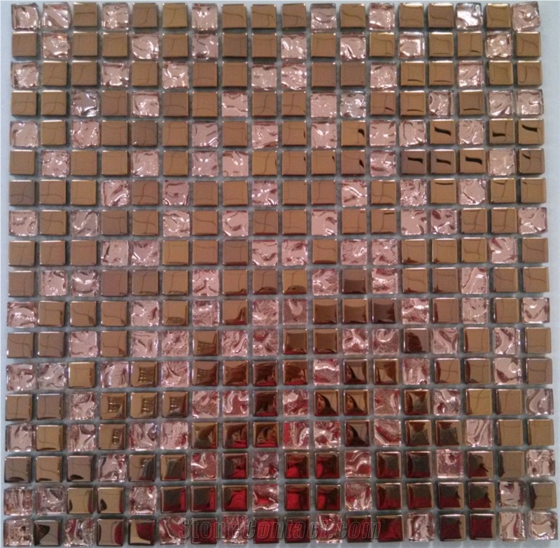 Red Galvanized Glass 15x15mm Mosaic