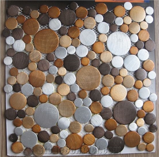 Round Mesh Mounted Aluminum Mosaic Tile