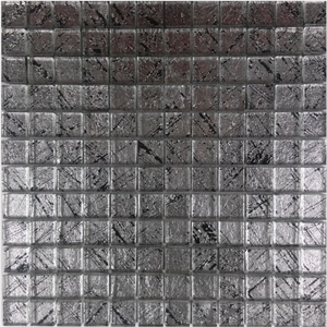Silver Foiled Crystal Glass 8mm Mosaic Wall Tile