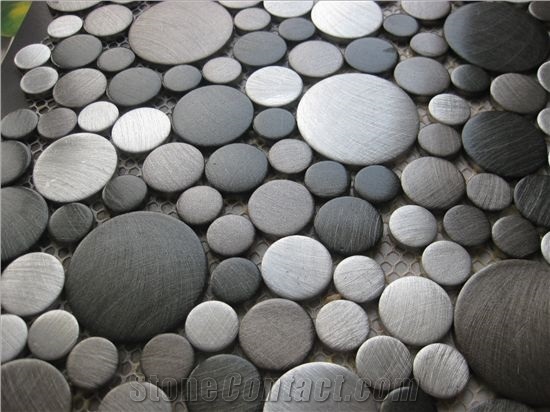 Silver Small and Big Round Mesh Mounted Mosaic Tile