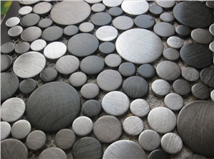 Silver Small and Big Round Mesh Mounted Mosaic Tile