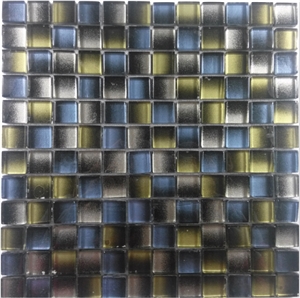 Square Crystal Glass Mosaic Mesh Mounted Cold Spray