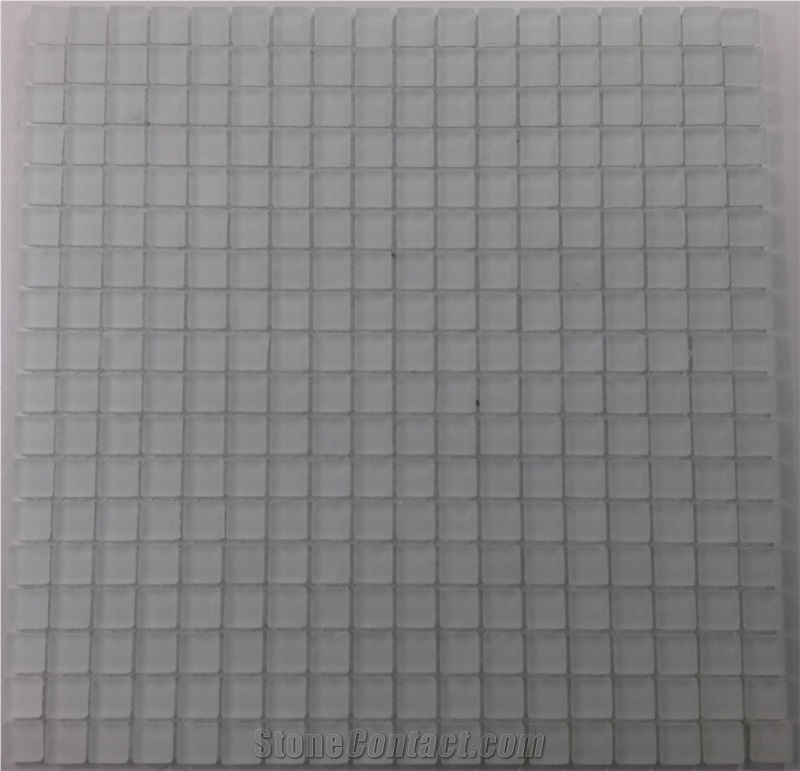 Super White Crystal Glass Matt Surface Mosaic Tile