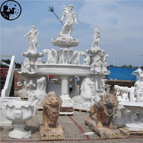 Alabaster Human Fight with Animal Sculpture,Western Garden Handcarved from  China 