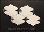 Water Jet Mosaic Pattern, Sevic White with Marquina and Grey Marble