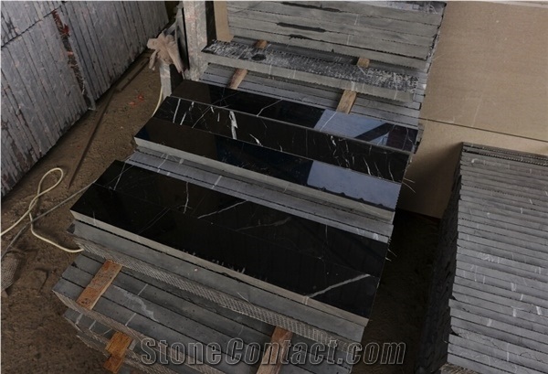 China Nero Marquina Marble Polished Stairs,Floor Covering Staircase Panel