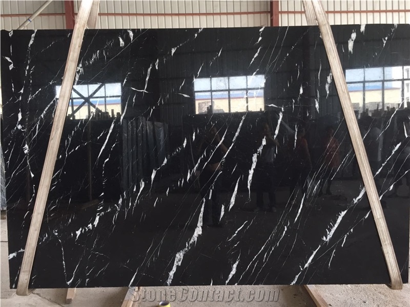 China Nero Marquina Marble Slab,King Oriental Black White Vein Panel Floor Tile