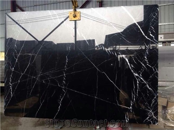 China Nero Marquina Marble Slab,Oriental Black White Vein Panel Wall Panel Tile