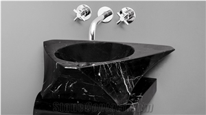 China Nero Marquina Marble Vessel Sink,Oriental Black Rectangle Basin