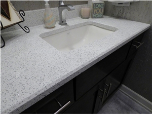 China Pure White Quartz Stone Artficial Marble Kitchen Countertop,L Shaped Tops