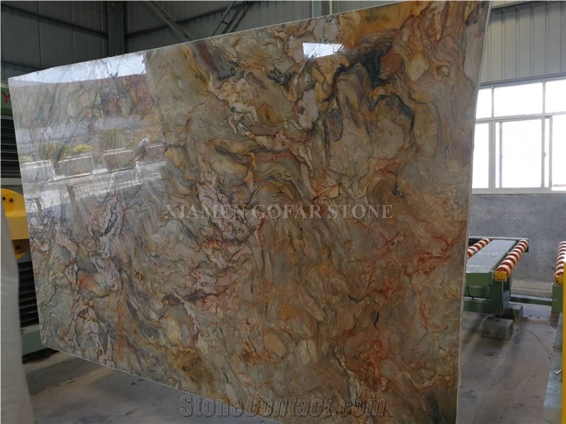 Golden Silk Spray Quartzite Slab,Giallo Panel Wall Covering,Floor Tile Paving