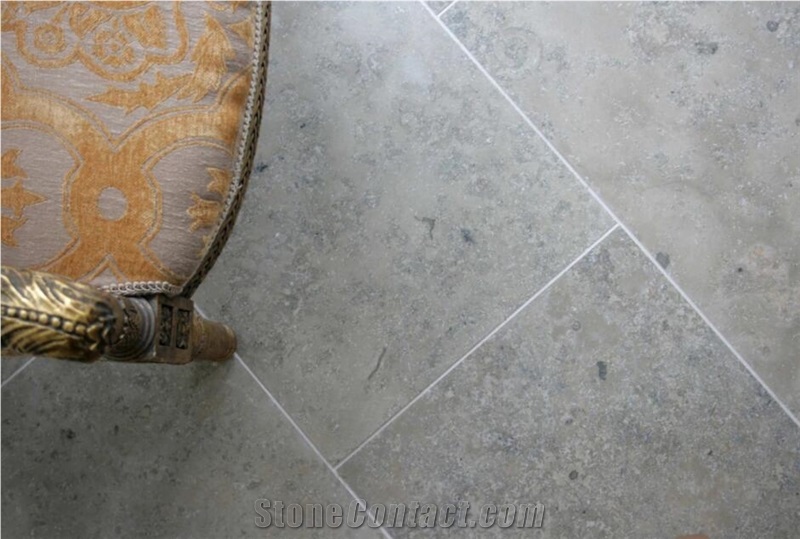 Jura Grey Limestone Seashell Honed Coral Stone Floor Covering Pattern