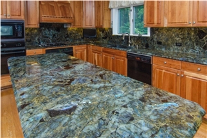 Labradorite Blue Granite Kitchen Islands Top,Traditional Countertop
